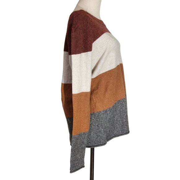 Pinque Gina Crew Neck Striped Pullover Sweater Rust Stone NWT Women's Size XXL - Picture 2 of 12